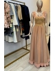 Rochie Lunga Bej Auriu
